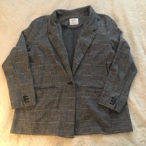 Black and Gray Plaid Blazer